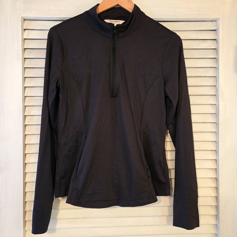 Tommy Bahama 3/4 zip Black Golf Shirt L/S Black M